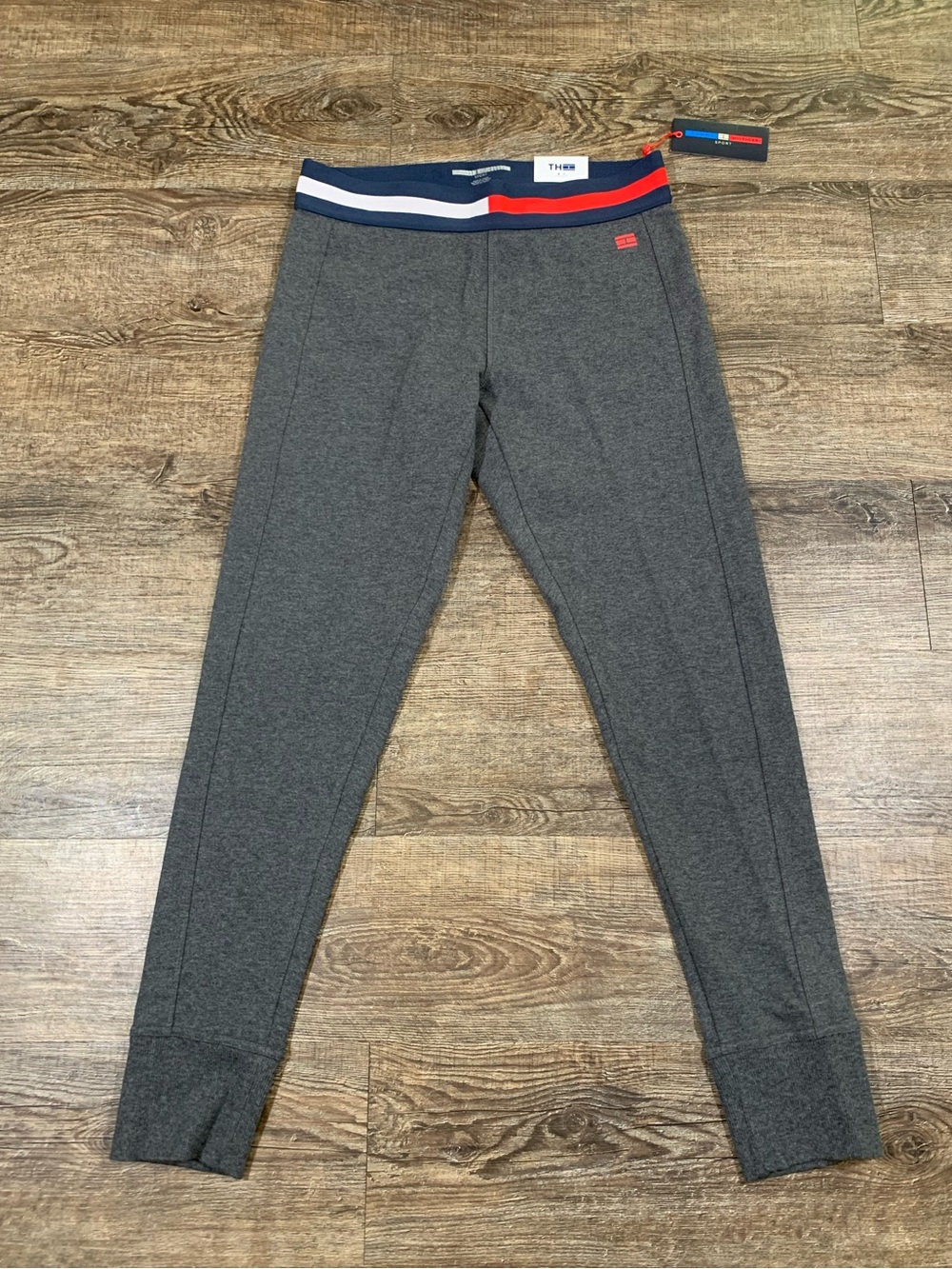 Tommy Hilfiger Sport Woman's Jersey Leggings Full Length Mid Rise Gray MD New